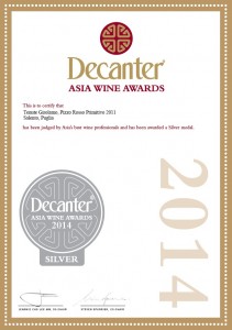 Decanter Asia Wine Award PIZZO ROSSO 2011
